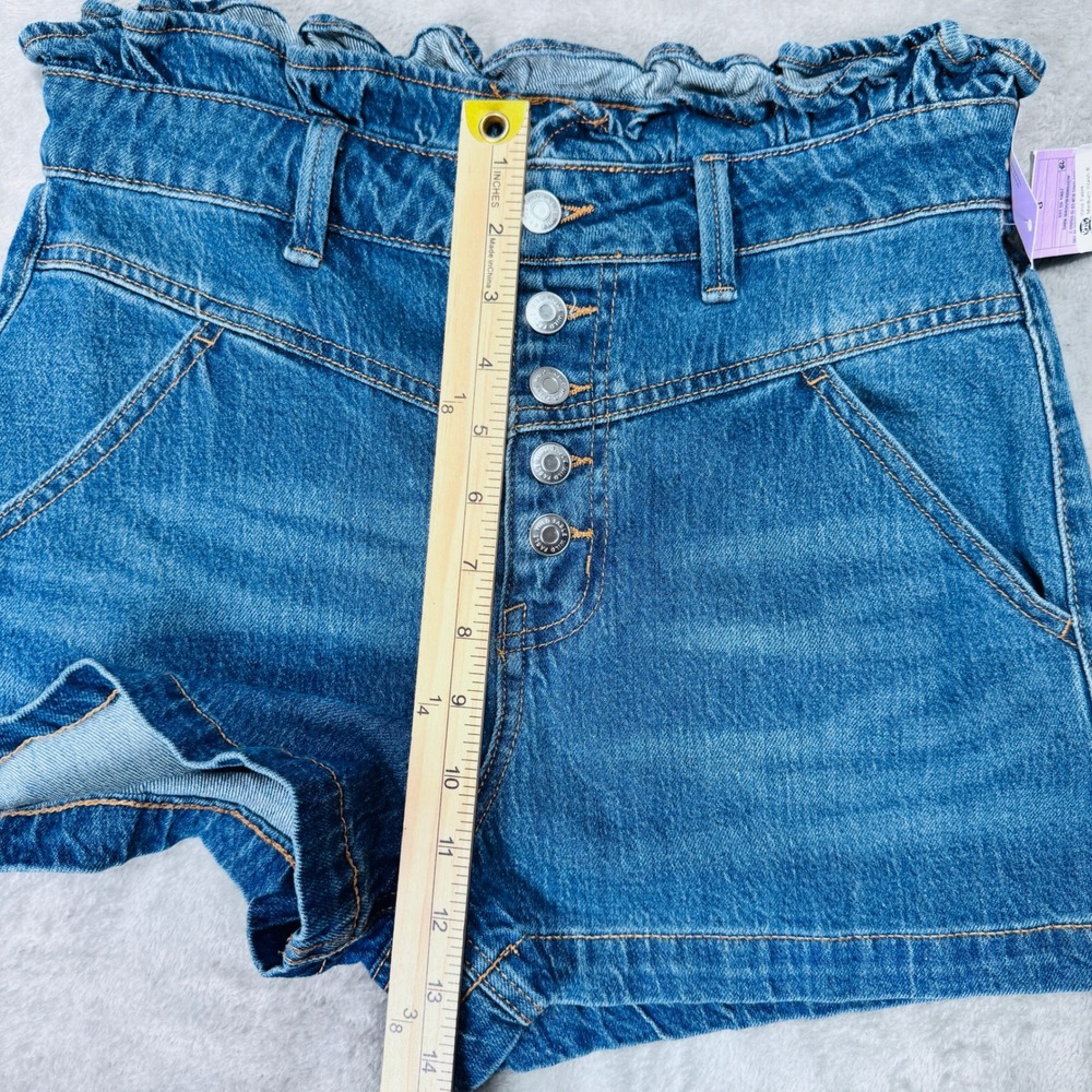 Paperbag Waist Size 8 Wild Fable Womens High Rise Button Fly Denim Shorts Blue - Picture 6 of 12